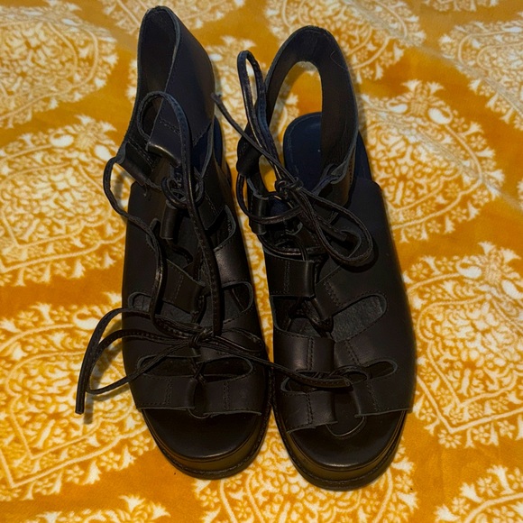 Jeffrey Campbell Black Lace-Up Platform Sandals - 7.5 - Picture 1 of 8